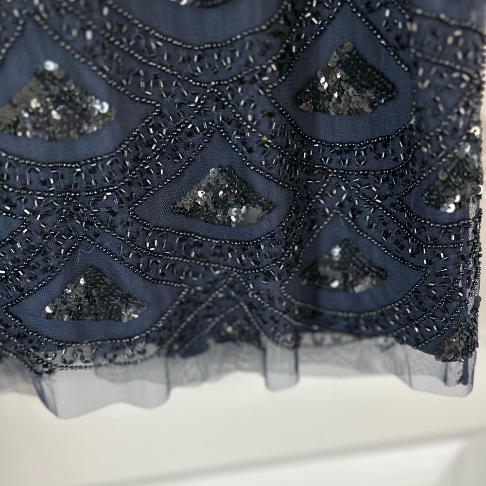 Adrianna Papell Navy & Black Beaded Cocktail Dress - Picture 5 of 7